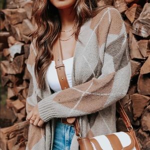Argyle Print Cardigan